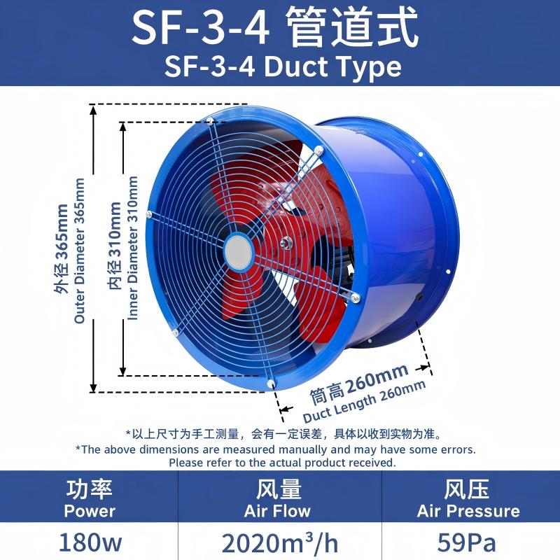 Ventilator axial cu conductă mare pentru atelier